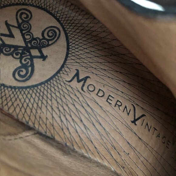 Black Modern Vintage Leather Platform Heels / Ankle Booties with Buckle, Size 38 - Picture 7 of 10